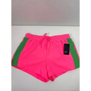 Crown & Ivy Womens Pink Rage Green Stripe Lounge Running Shorts L 72623FAH000003